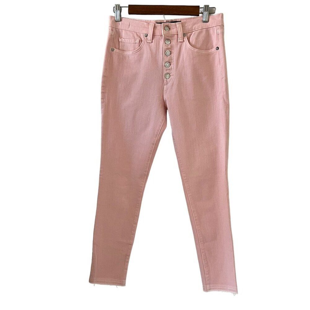 Veronica Beard Debbie Exposed Button Fly Skinny Jeans In Millenial Pink Size 27
